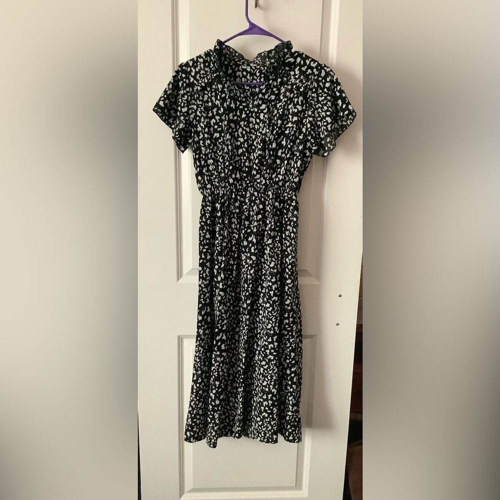 Elegant Black and White Midi Dress